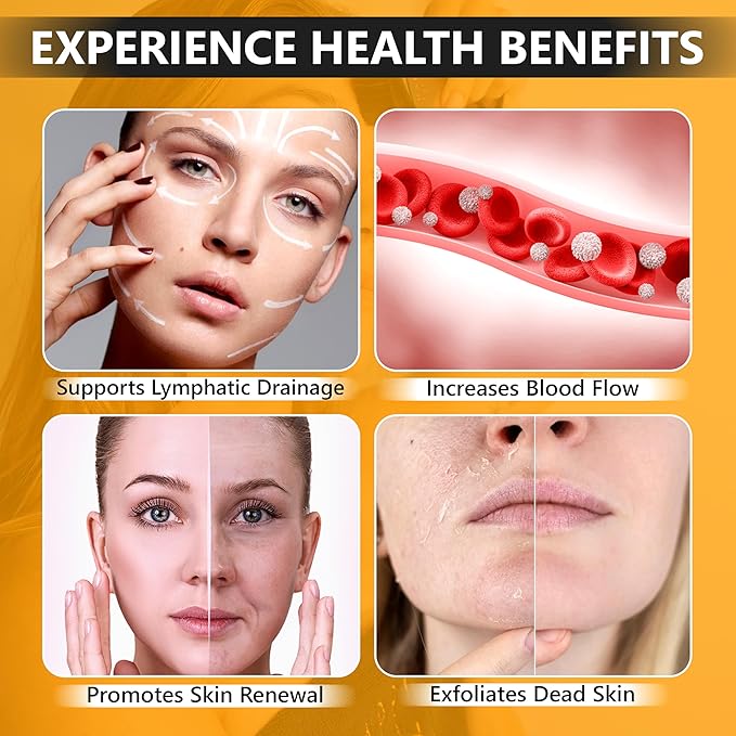 Dry Facial Brush for Lymphatic Drainage by Happy Sol - Dry Brushing Face Brush, High Quality Beechwood, Natural Face Brush That Improve Blood Circulation and Glowing Skin