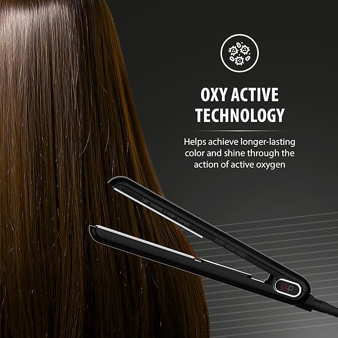 GA.MA G-EVO Vera Ceramic Flat Iron, 1.2 Inch, Adjustable 302F-446F, Oxy Active Technology, Ultra Heat & Auto Shut-Off, 100% Ceramic Plates