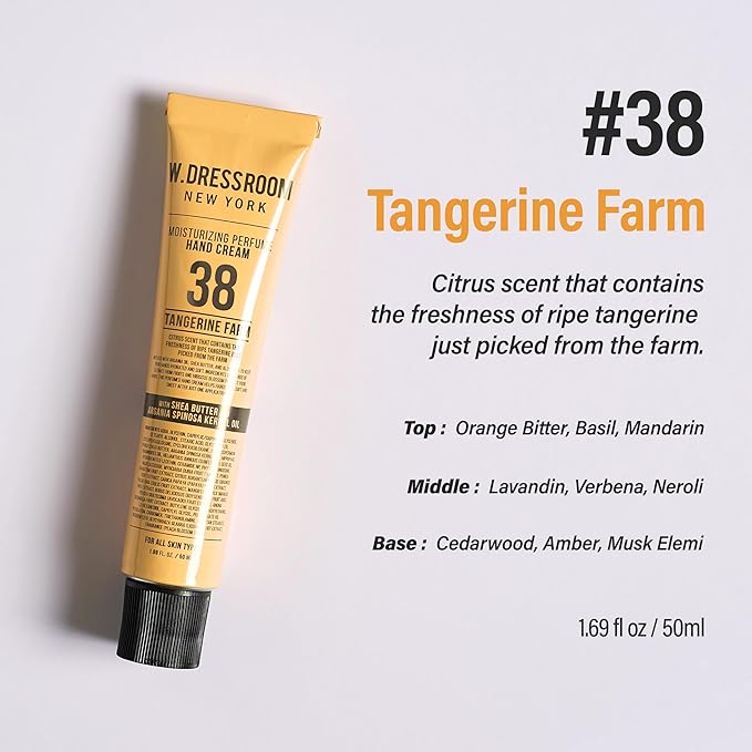 W.Dressroom Moisturizing Hand Cream for Dry Hands, Non-Greasy, Quick-Absorbing Korean Hand Lotion, Travel Size 1.69 fl oz (50 ml), No.38 Tangerine Farm