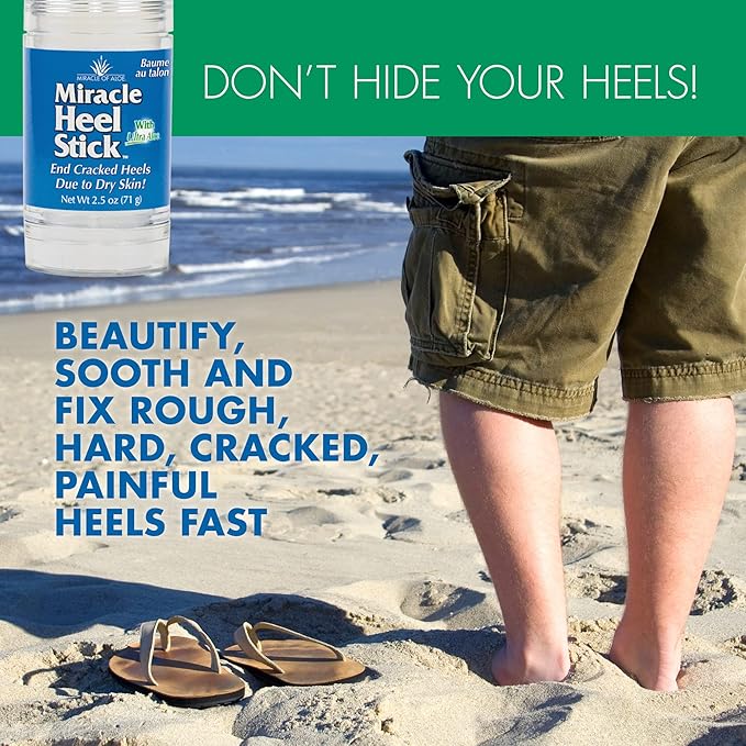 Heel Balm for Dry Cracked Feet - Miracle Heel Stick for Cracked Heel Repair - Heel Balm Stick for Cracked Heel Treatment - Formulated with Pure Aloe Vera, Tea Tree Oil, Shea & Cocoa Butters | 2.5 oz