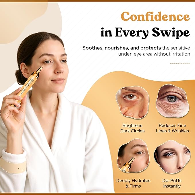 BellaBLISS 24K Gold Vitamin C Eye Serum – Lightweight Under Eye Treatment for Puffiness, Fine Lines & Soothing – Hydrating Formula with Glycerin – Made in Korea – 0.33 fl oz / 10 ml – Pack of 1