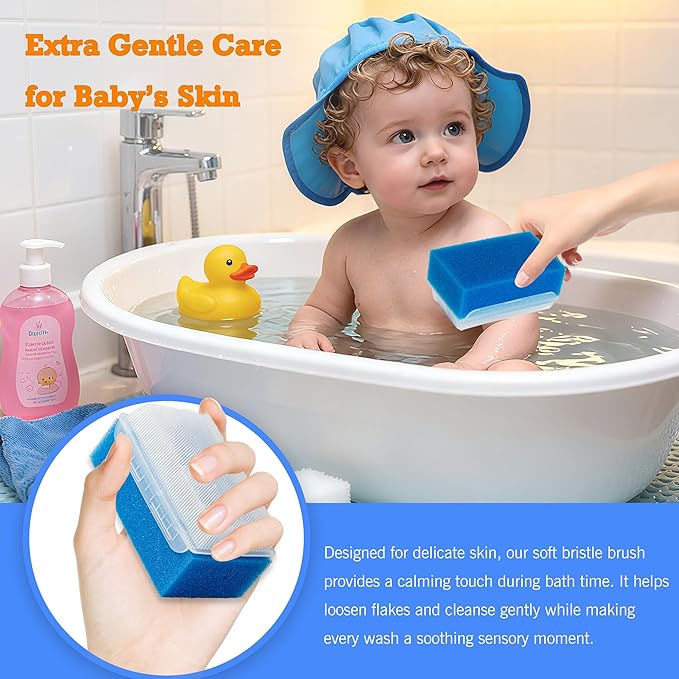 Sensory Brush for Therapy – Soft Surgical Scrub Brush & Gentle Baby Bath Sponge – Cradle Cap and Body Cleaning Brush, Reusable (Colored 6-Pack)