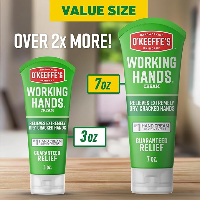 O'Keeffe's Working Hands Hand Cream for Extreme Dryness - 7 oz Tube (1 Pack) - Repairing Skincare for Cracked, Dry Hands