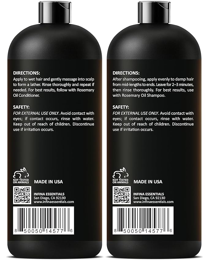 Rosemary Oil Shampoo and Conditioner Set | 16 fl oz Each | with Batana Oil | Sulfate-Free, Moisturizing & Nourishing Formula | Supports Thinning Hair for Men & Women
