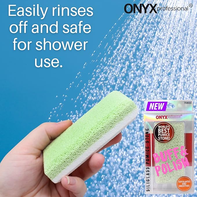 Onyx Professional 2 in 1 Pumice Stone, 100% Siliglass Callus Remover for Feet, Elbows, Knees, Dead Skin, Heels, Hands, Foot File Scrubber Exfoliator Removes Hard, Rough, Dry Skin