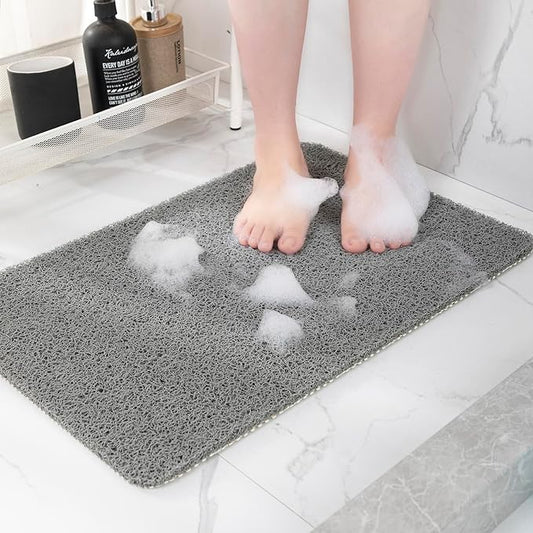 Non-Slip Bathtub Mat, Anti Slip Shower Mat, Fast Drying Bathtub Mats, Foot Scrubber Mat, Anti Slip Mat for Tub, Floor, Bathroom, Kitchen, Home, Hotel (Grey 59"×17.3")