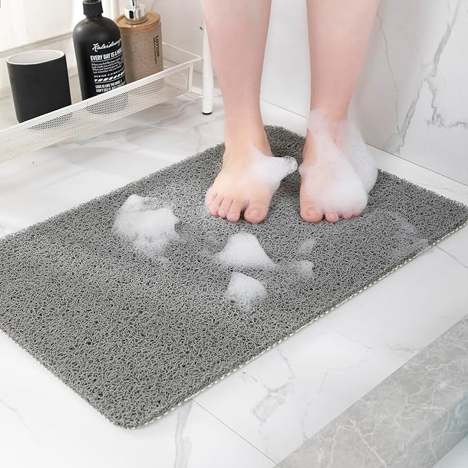 Non-Slip Bathtub Mat, Anti Slip Shower Mat, Fast Drying Bathtub Mats, Foot Scrubber Mat, Anti Slip Mat for Tub, Floor, Bathroom, Kitchen, Home, Hotel (Grey 71"×24")