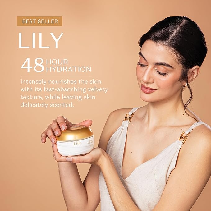 Lily Satin Hydrating Body Cream, 24 Hour Fragranced Body Butter for Dry Skin, 8.8 Ounce