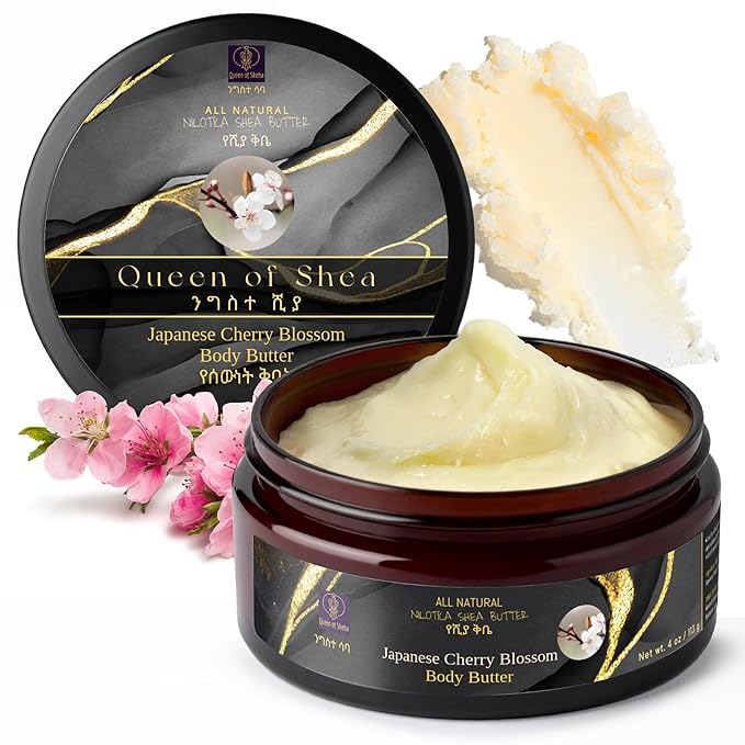 African Shea Butter Raw Organic Unrefined Shea Butter for Face 2 Oz (Pack of 1) Japanese Cherry Blossom - Organically Certified USDA for All Skin Types Body and Hair Moisturizing Skincare