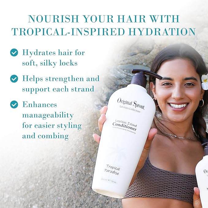 Original Sprout Luscious Island Conditioner for All Hair Types Including Color-Treated, Damaged & Dry Hair, Hydrating & Moisturizing Conditioner with Mongongo Oil, Vegan, Sulfate Free, 8 fl oz