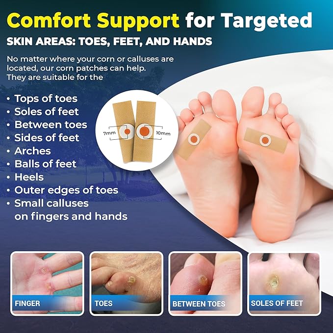 Corn Remover Pads for Feet Toes: 2 Boxes of 30 Pack Salicylic Acid Extra Strength Treatment - Fast Effective Medicated Bandages for Kids Adults Seniors Teens Runners Workers Men Women 60 Blue