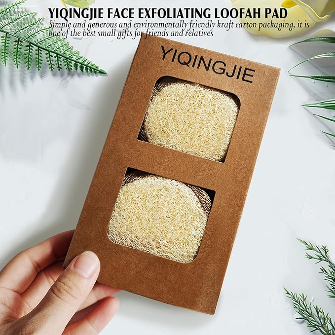 Face Exfoliating Loofah Pad Scrubber, Soft and Easy Foaming Facial Loofah Makeup Remover Sponge（ 4 Pack） Clean Pore and Blackhead Sponge Pad, Brown
