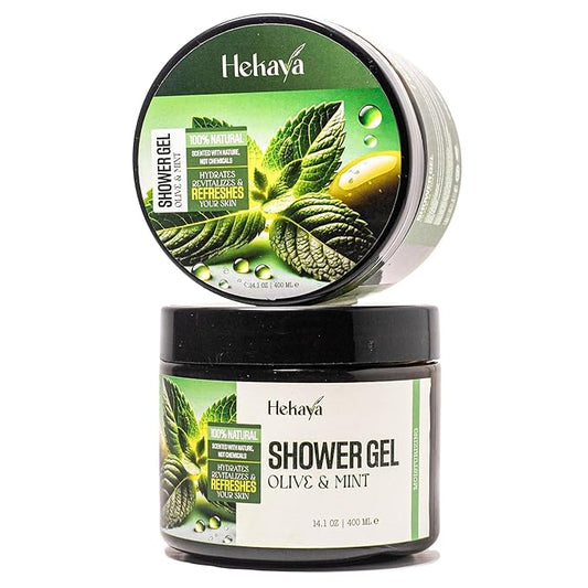 Hekaya Olive Oil & Mint Shower Gel – 14 oz | Natural Body Wash for Dry Skin | Hydrating & Moisturizing | Natural Body Wash for Women & Men | Daily Use.