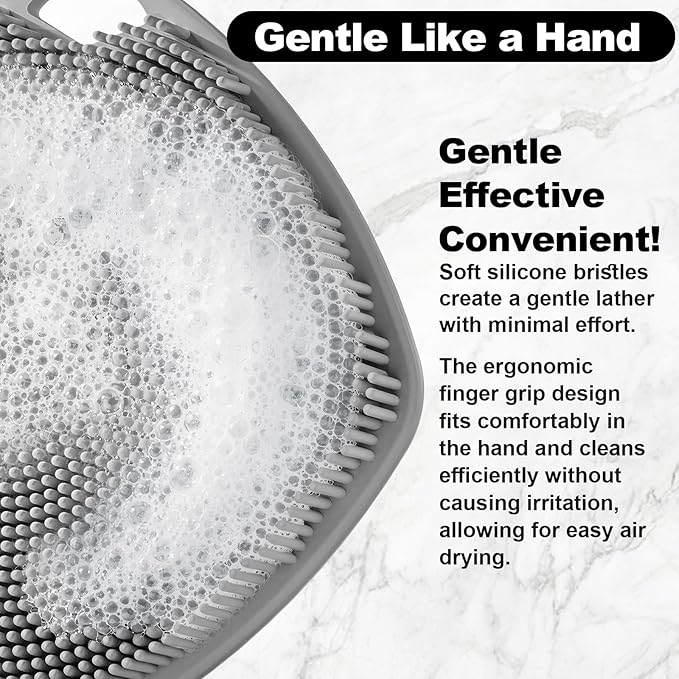 2 Pack Face Scrubbers, Silicone Face Scrubber Soft Bristles, Gentle Lather, Exfoliating & Deep Cleaning for Sensitive Skin, Giant Suction Cup Stick Securely, Easy to Store (Gray)