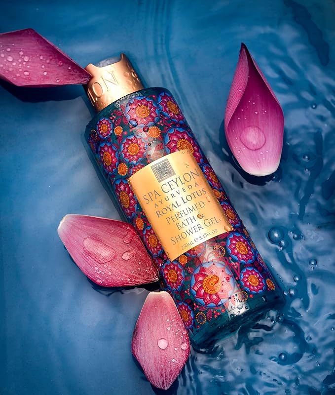 SPA CEYLON Royal Lotus Perfumed Bath & Shower Gel, Natural Body Wash, Moisturizing Body Cleanser, Foaming Gel, Paraben, Sulphate & Fragrance-Free, Suitable For All Skin Types