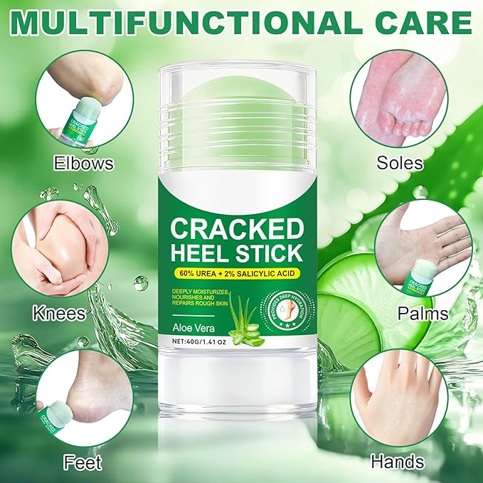2PCS Foot Cream with Aloe Vera 2.46 oz/70 g, Heel Stick, Moisturizing Foot Balm, Crack Feet Prevention Stick for Removing and Smoothing Cracked Hands Elbows Feet, Moisturizes and Hydrates the Dry Skin