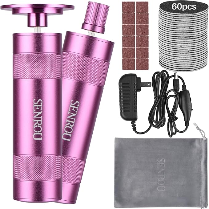 Electric Foot Callus Remover, 2-in-1 Electric Foot Filer/Nail Filer, Callus Remover for Feet with 60Pcs+12Pcs Sandpaper Discs，Holiday Gift Foot Repair Tool, Pink