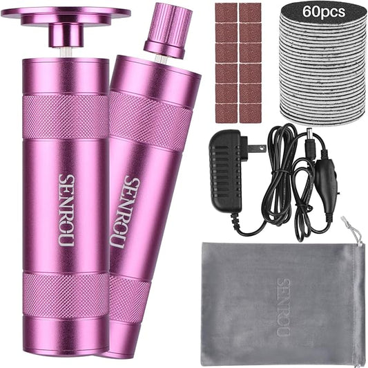 Electric Foot Callus Remover, 2-in-1 Electric Foot Filer/Nail Filer, Callus Remover for Feet with 60Pcs+12Pcs Sandpaper Discs，Holiday Gift Foot Repair Tool, Pink