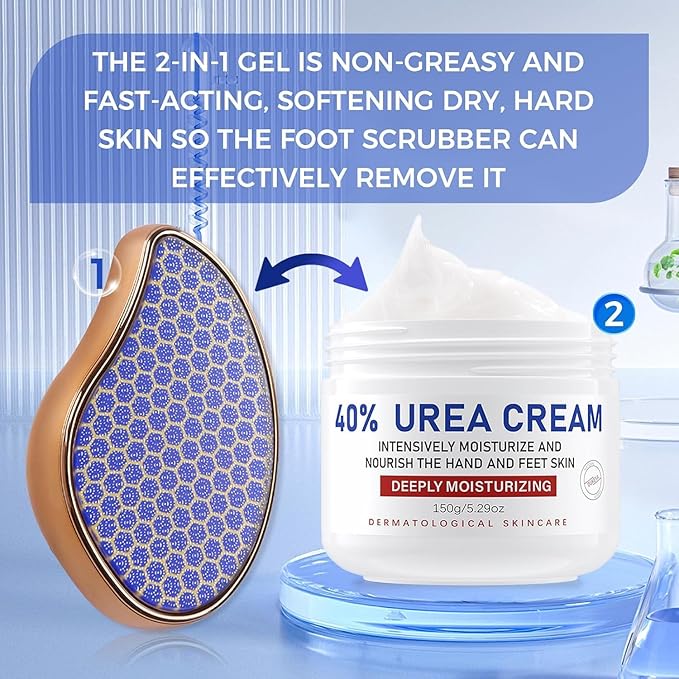 OUKEYA Urea Cream 40 Percent for Foot & Hand Cream with Foot Files for Dry Cracked,Urea Lotion for Feet Maximum Strength