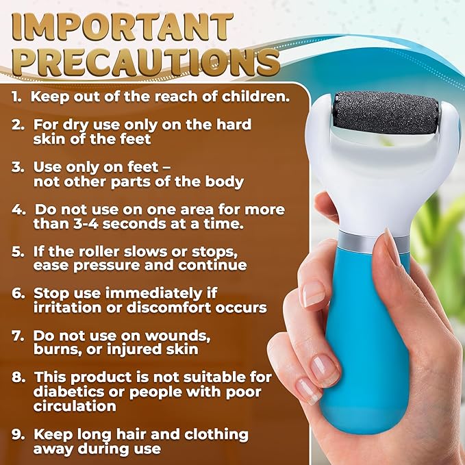 Electric Foot Callus Remover Tool | Batteries Not Included – High-Speed Foot Grinder with Easy-to-Replace Roller – On-The-Go Electric Callus Remover for Feet | Pedicure Tools for Feet Smoothing