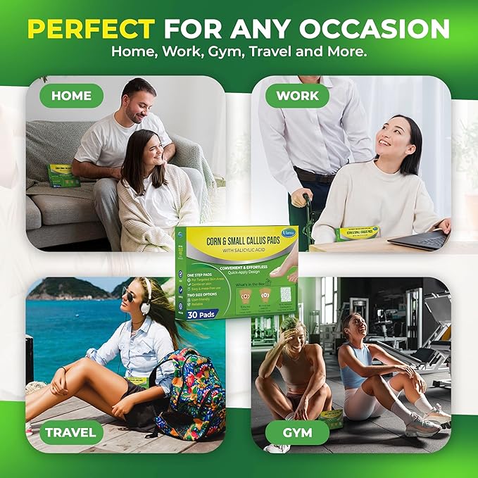 Corn Remover Pads for Feet Toes: 2 Boxes of 30 Pack Salicylic Acid Extra Strength Treatment - Fast Effective Medicated Bandages for Kids Adults Seniors Teens Runners Hikers Workers Men Women 02