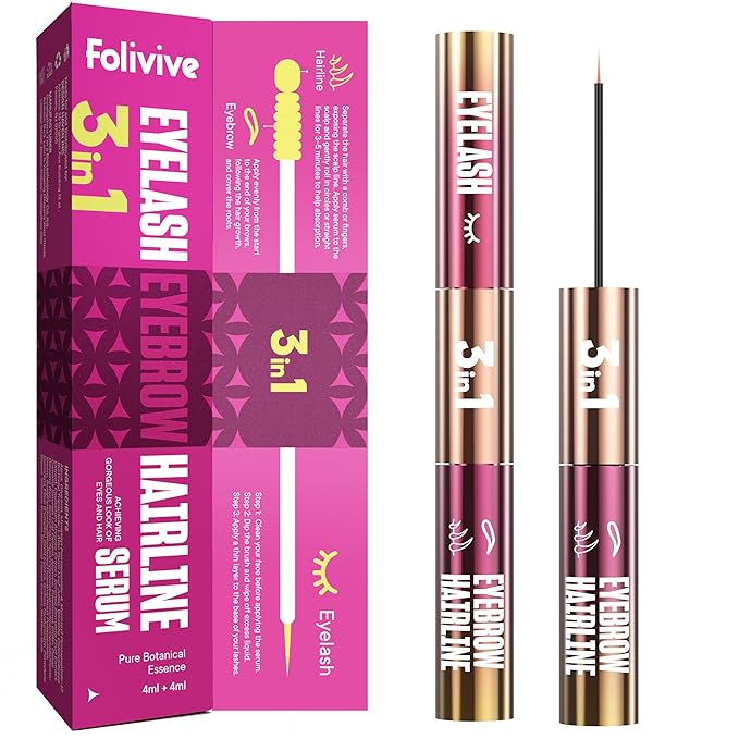 3-in-1 Lash, Brow & Hairline Growth Serum – Eyelash & Eyebrow Growth Serum for Thicker Lashes, Fuller Brows & Hairline Boost – Natural Lash Enhancer for Women & Men – Vegan, Cruelty-Free(8ml)