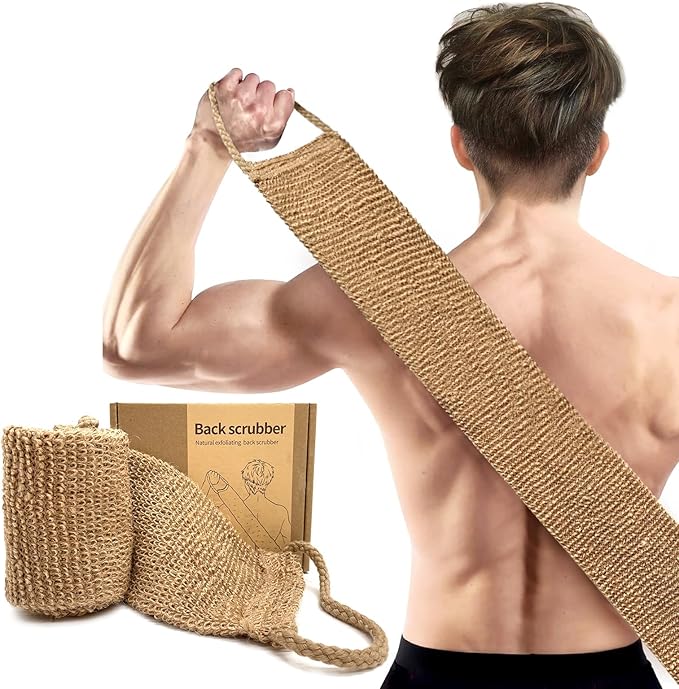 Extra Rough Exfoliating Back Scrubber,Natural Body Exfoliator for Workers Athletes and Men.Hygienic Loofah for Long Durable Daily Deep Cleansing
