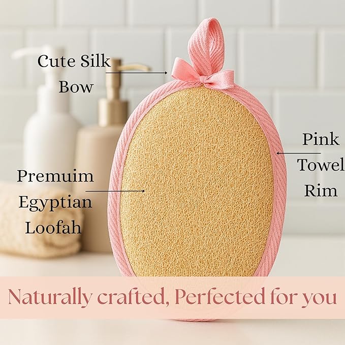 Natural Loofah Exfoliating Body Scrubber for Women Made with Natural Egyptian Loofa Sponge, Bath Shower Luffa lufa for face and Body. exfoliator Scrub Pads