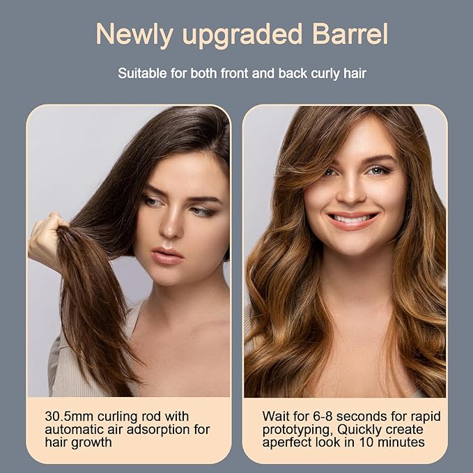 5 in 1 Hot Air Brush - Blow Dryer Brush & Air Curling Wrap Styler with Negative Ion Technology, Hair Dryer Brush for Drying, Curling, Straightening & Styling, Holiday Gift for Women (Grey)