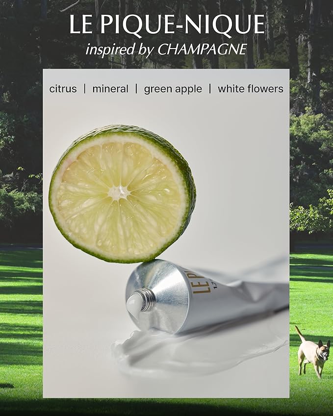 VINOIR Decanting Hand Cream LE PIQUE-NIQUE - Long Lasting Perfumed Hand Moisturizer for Rough Skin - Soft & Smooth Hands - Citrus, Green Apple and Flower Scent, 1.7oz.