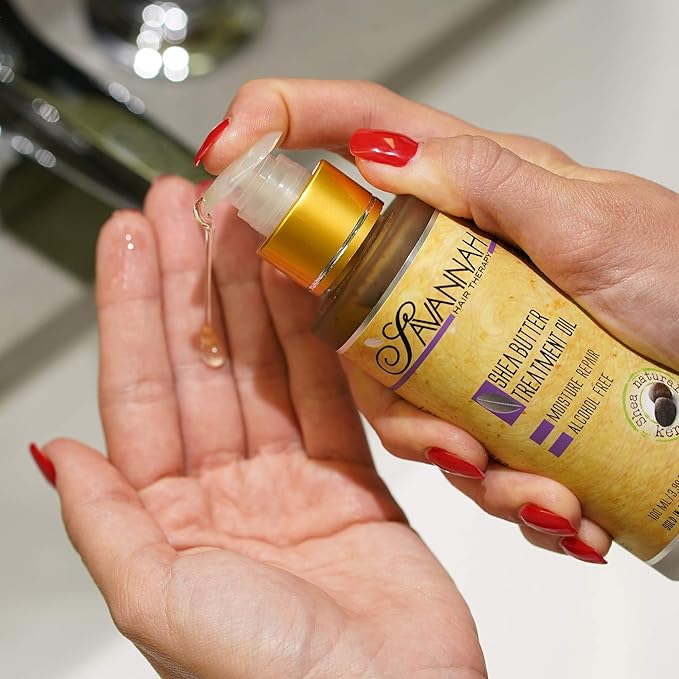 Savannah Hair Therapy Hair Oil with Shea Butter & Keratin- Restore, Revive, Nourish for Dry, Damaged & Color Treated Hair, 3.38 Fl Oz/100 ml