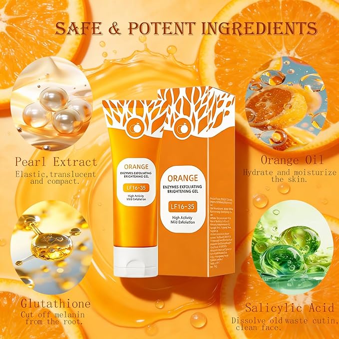 Orange Exfoliating Gel for Face & Body, 2026 Exfoliating Cleansing Gel Scrub, Pore Orange Peeling Scrub, Deep Clean Pores, Remove Blackheads & Moisturize Skin, All Types Skin