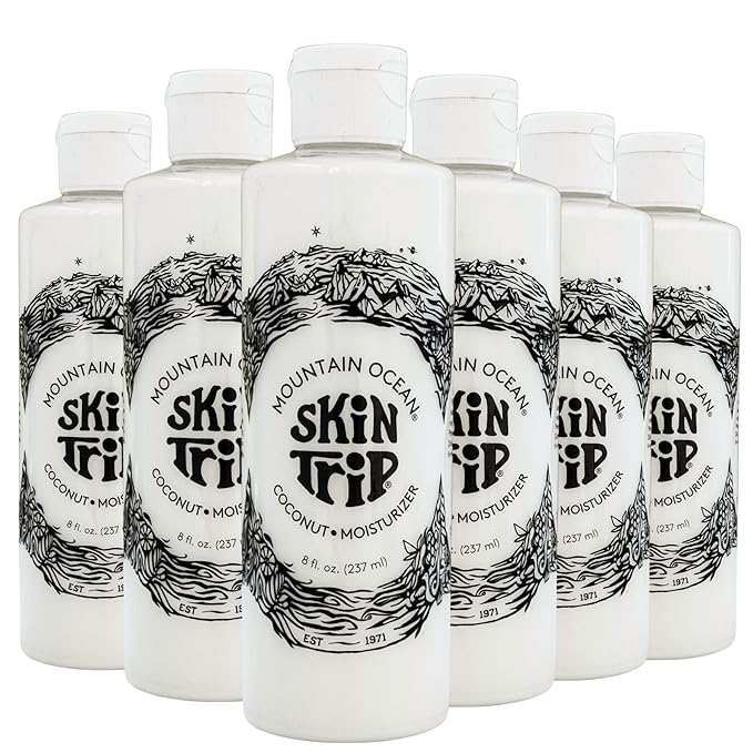 Mountain Ocean Skin Trip Coconut Body Lotion, 8 Oz (Pack of 6), Lightweight, Fast Asborbing Moisturizer for Women and Men, with Coconut Oil, Aloe Vera, & Lanolin