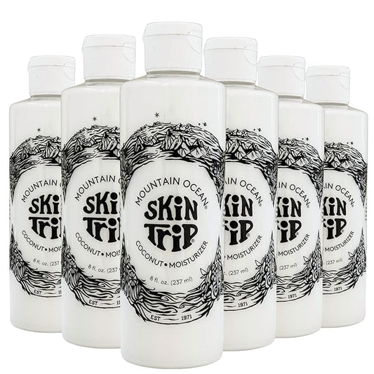 Mountain Ocean Skin Trip Coconut Body Lotion, 8 Oz (Pack of 6), Lightweight, Fast Asborbing Moisturizer for Women and Men, with Coconut Oil, Aloe Vera, & Lanolin