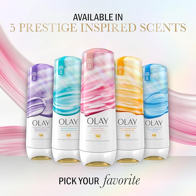Olay Body Wash for Women, Indulgent Moisture, 24hr Moisturizing & Nourishing Formula, Infused with Vitamin B3 Complex, Luxurious Fragrances, Mango Butter & Vanilla Orchid Scent, 20 fl oz