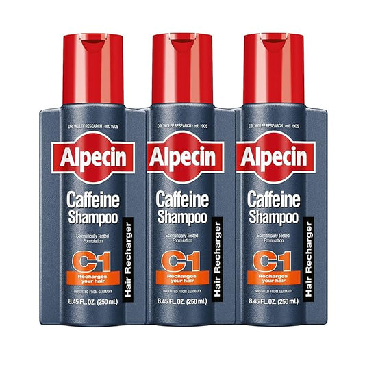 Alpecin C1 Caffeine Shampoo 8.45 fl Oz (Pack of 3) I Hair Performance Enhancer I Promotes Natural Hair Growth and Thickness I Energizes Scalp