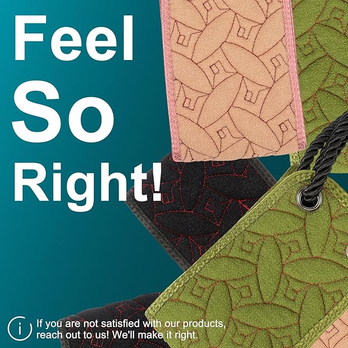 Exfoliating Back Scrubber for Use in Shower, 38.5 Inch Back Washer with Handles, Dual-Sided Body Exfoliator for Daily & Deep Skin Cleaning, Bath Back Scrub Washcloth for Men & Women (Black)