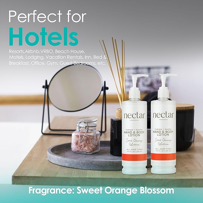 World Amenities - Nectar Pump Bottle Hand and Body Lotion - Moisturizing Lotion with Fresh Fragrance of Orange Flowers