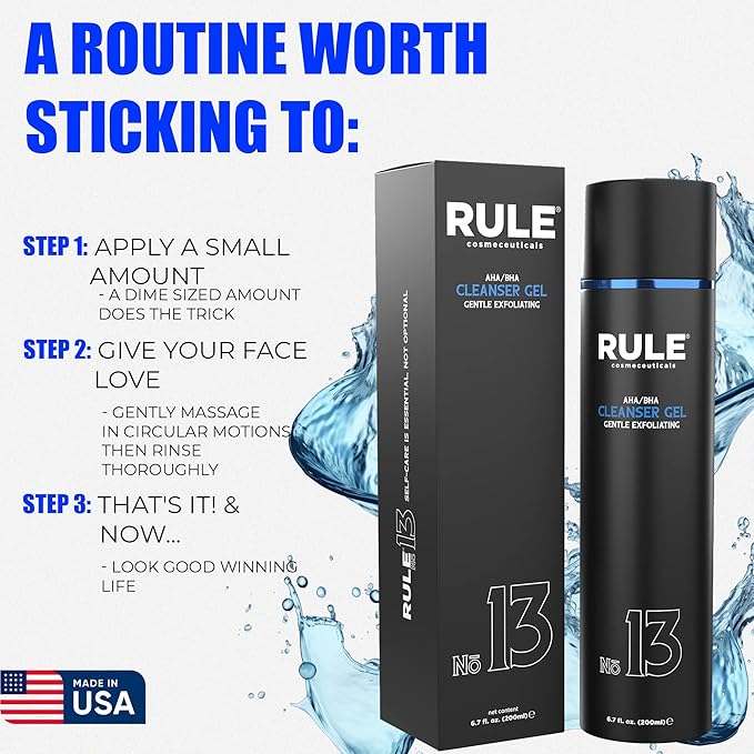 No.13 AHA BHA Cleanser, Exfoliating Face Wash for Smooth Skin & Pores, Gentle Facial Exfoliator for Redness & Blackheads, Hydrating pH-Balanced Gel, Oily & Sensitive Skin, 200 mL