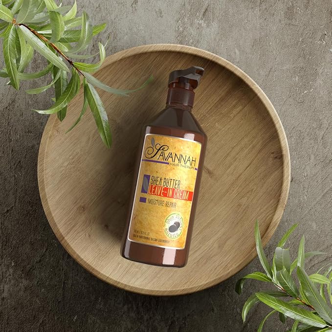 Savannah Hair Therapy Leave-In Cream with Shea Butter, Keratin & Silk Protein – Moisturizing & Anti-Frizz Treatment for Dry, Damaged or Color-Treated Hair – Professional Salon Formula 500 ml (16.9 oz)