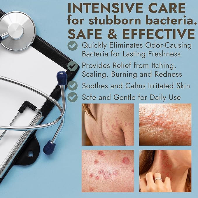 Antibacterial Body Scrub | Manuka Honey & Charcoal | Kills 99.9% of Germs & Bacteria | Body Scrub Exfoliator Deep Cleansing & Purifying for Smooth, Fresh & Soft Skin | 16 fl oz