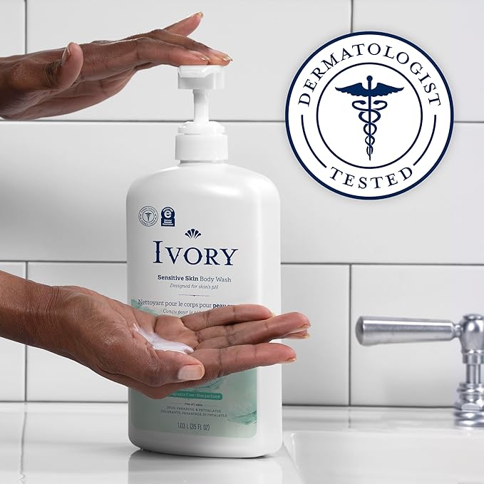 Ivory Body Wash, Designed for the Whole Family, Gentle Formula, Free of Dyes Heavy Perfumes Parabens Phthalates & Silicones, Fragnance-Free, 35 oz