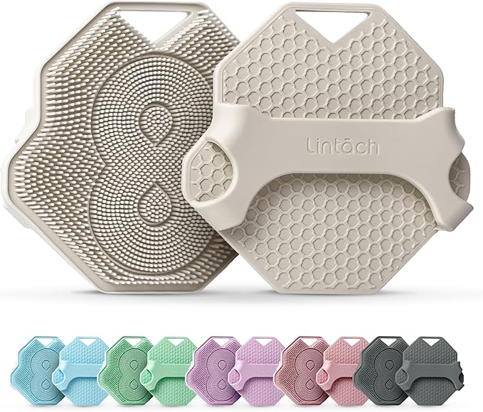 Silicone Shower Scrubber for Body – Exfoliating Loofah Alternative, Zinc & Silver-Infused, Hygienic & Gentle for Sensitive Skin, Durable & Long-Lasting Body Scrubber for Men - White Sand