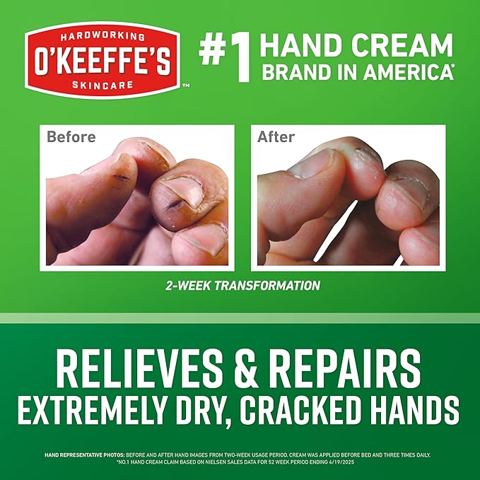 O'Keeffe's Working Hands Hand Cream for Extreme Dryness - 3.4 oz Jar (2 Pack) - Repairing Skincare for Cracked, Dry Hands