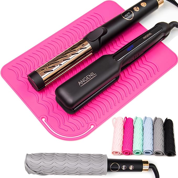 ANGENIL Pro Large Silicone Mat, Heat Resistant, for Curling Iron, Flat Iron, Travel Hot Hair Straightener Tools, Large Size 11.02" x 7.9"