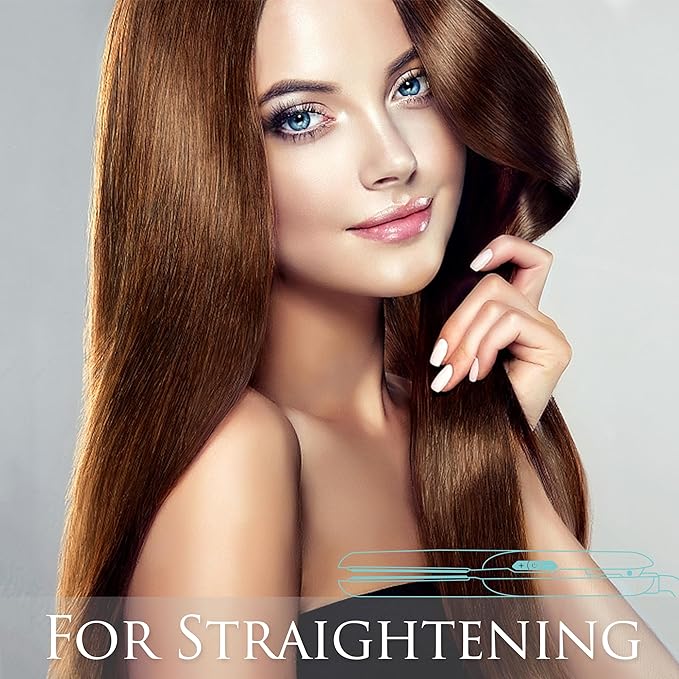Heysam Flat Iron Hair Straightener for Thick Hair, Titanium Ceramic Ionic Dual Voltage Hair Straightener and Curler 2-in-1, Travel Flat Iron 1.6 Inch for Less Frizz, Shinier & Smoother, Fast Heating