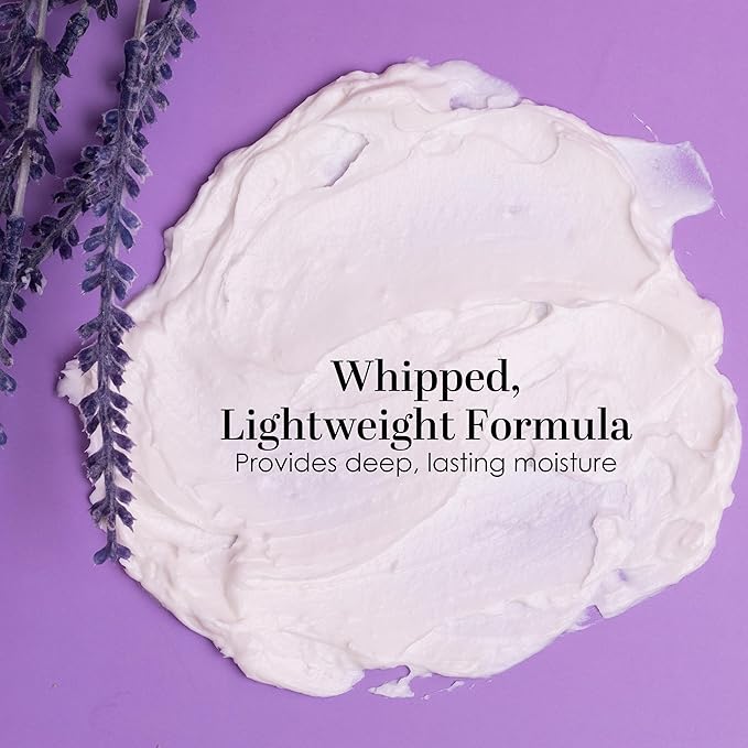 Lavender Body Butter with Shea Butter, Jojoba & Lavender Essential Oil - Natural Lotion for Women, Non-Greasy Moisturizer for Dry Skin, Whipped Body Cream