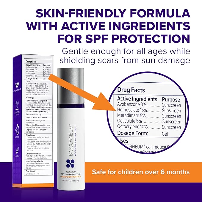 Advanced Scar Gel with Silishield® & SPF 30 50g – Silicone-Based, Water-Resistant, Fast-Drying Scar Cream for Surgical Scars, Burns & Injury – Made in USA, Safe for Kids 6+ – Surgeon Recommended