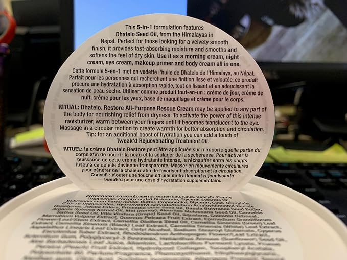 Tweak’d by Nature - Restore All-Purpose Rescue Moisturizer Face Cream for Dry Skin, 5-in-1 Formula Replaces AM, PM, Eye Cream, Hydrating Body Lotion for Women, and Primer (15.75oz)