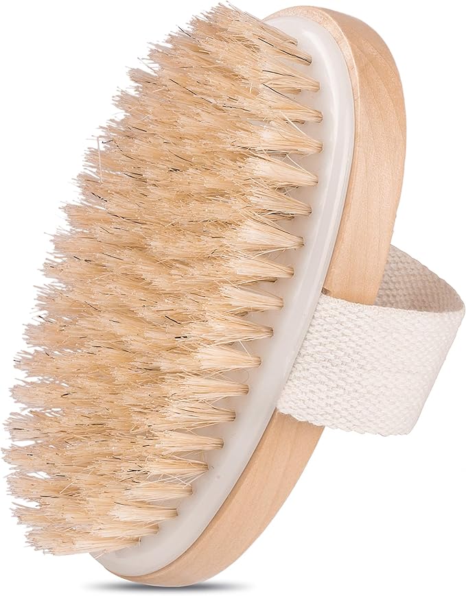 Dry Brushing Body Brush, McoMce Natural Bristle Dry Brush for Cellulite and Lymphatic, Dry Brush for Removing Dead Skin, Exfoliating Brush for Flawless Skin, Shower Brush Body Scrubber Skin Brush